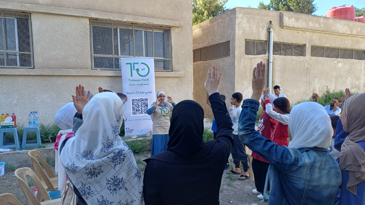 Awareness activity with secondary-school students near Beit Sawa